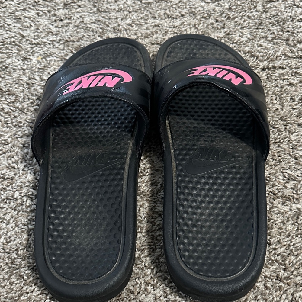 Nike Black and Pink Women's Sandals